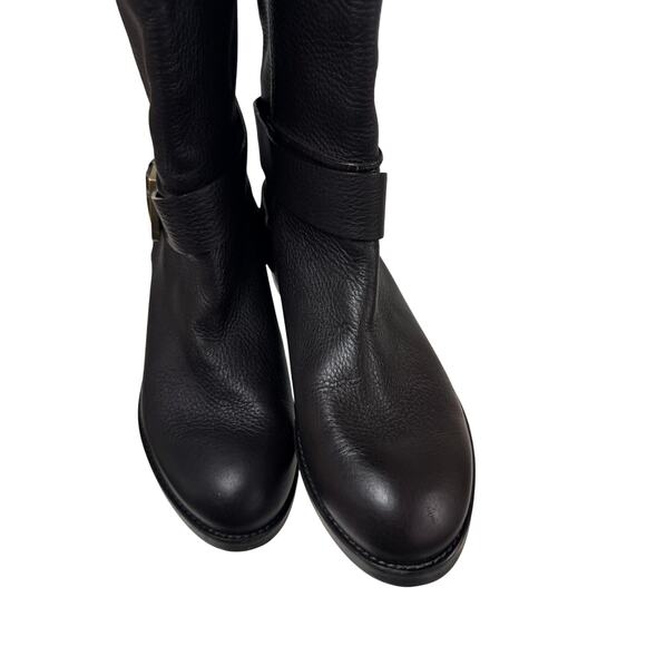 Chloé Black Pebbled Leather Riding Boots Gold Buckle Italy Women’s 39 EU 9 US - Picture 4 of 7
